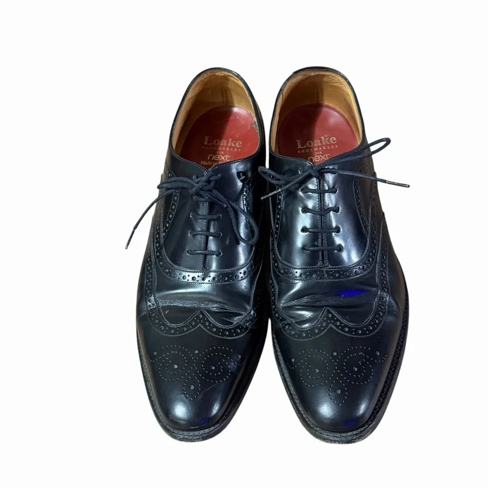 Loake Matrix Wingtip Brogue Oxford Shoes Men's Size 11 Black Leather‎ England